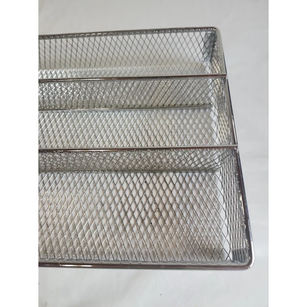 Cutlery Tray Silver Metal Mesh Utility Organizer